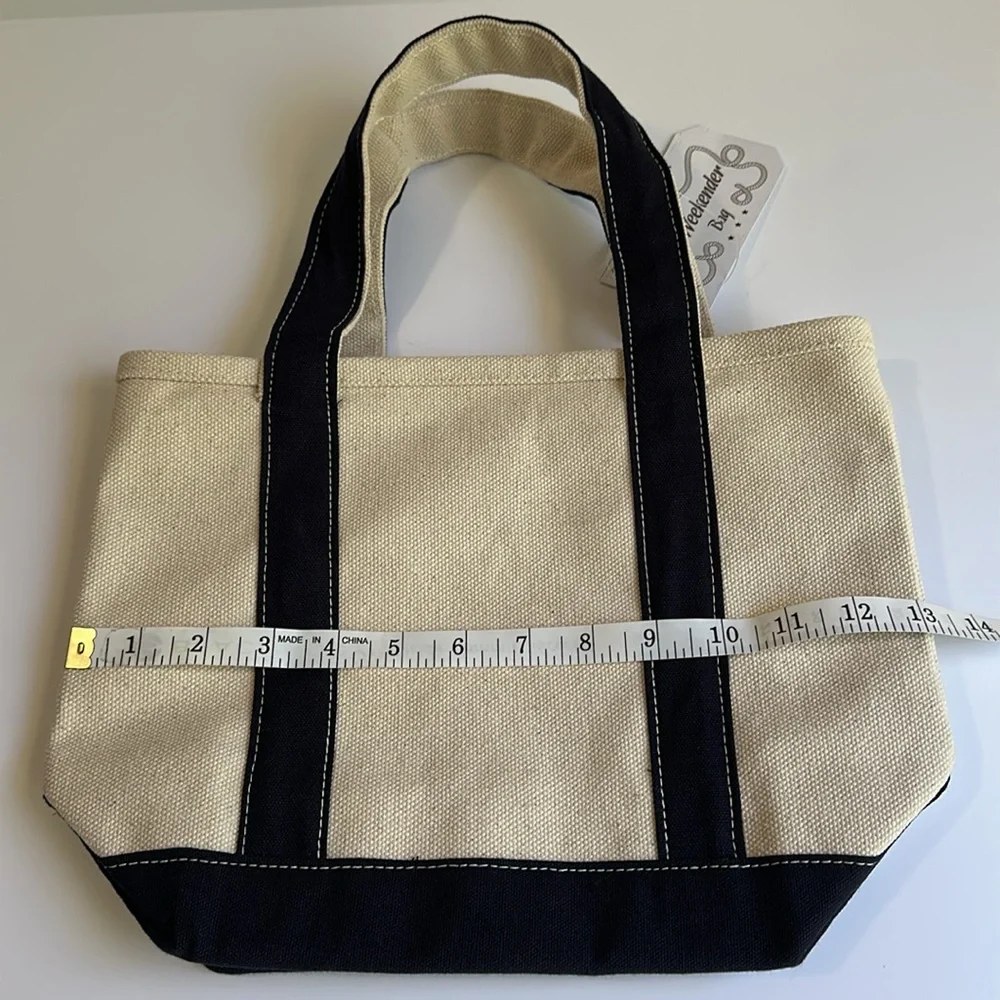 Stylish Black and Cream Tote Bag EUC